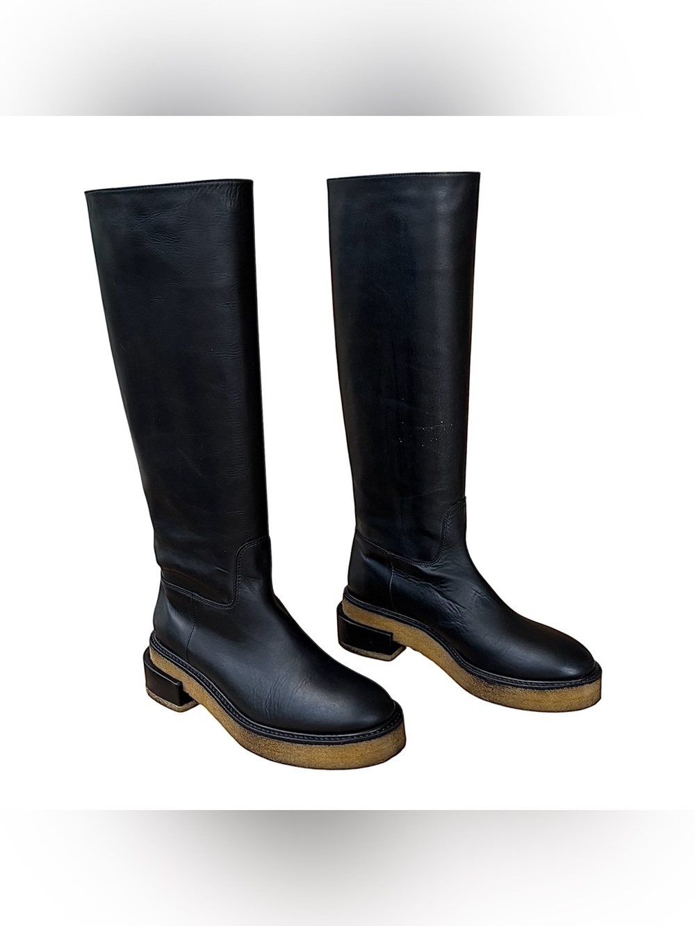 FRAME Black Leather LE CANON Knee High Boots